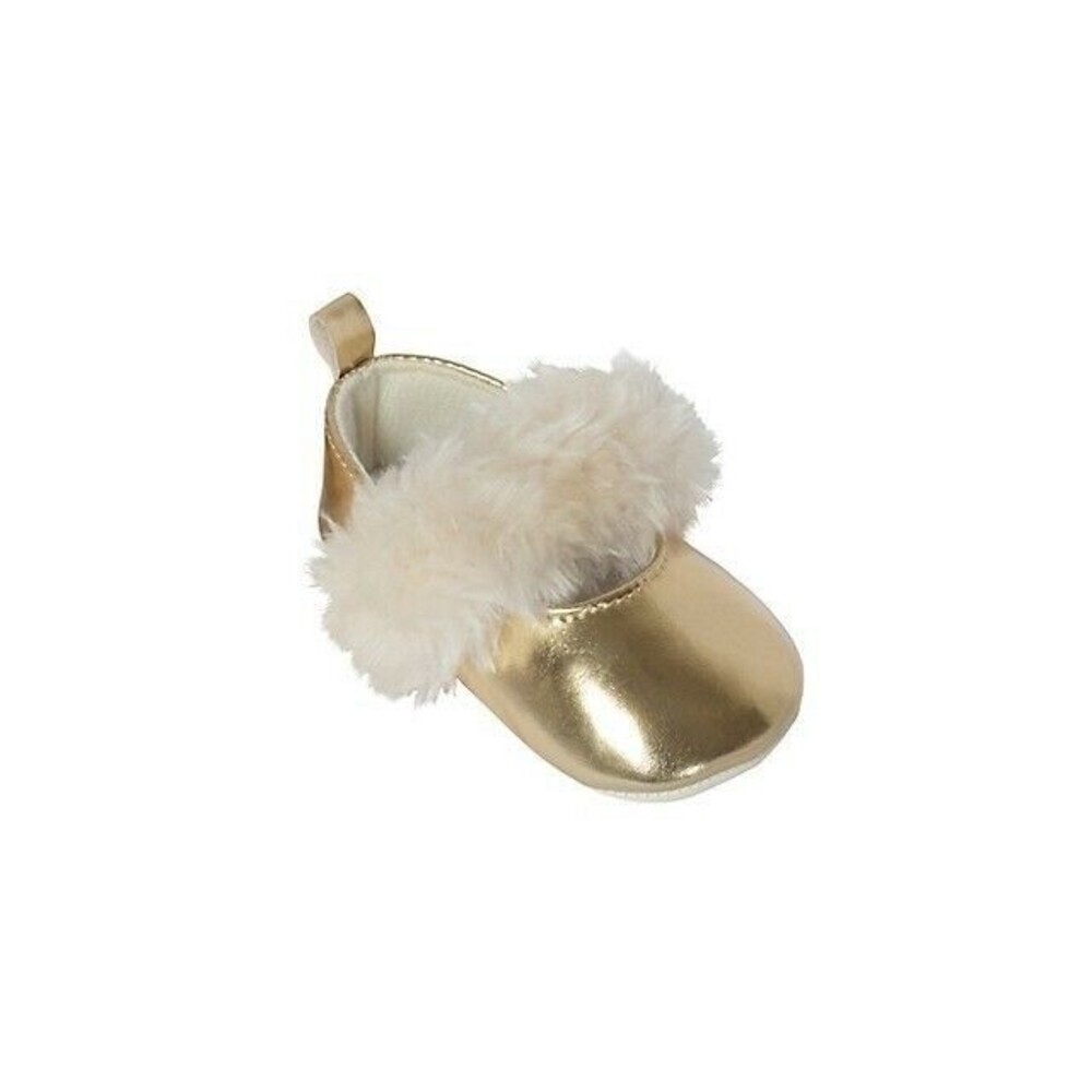LITTLE ME Baby Girl Pre-Walker Faux Fur Twist Soft Sole Shoes Gold NEW 0-6 Month